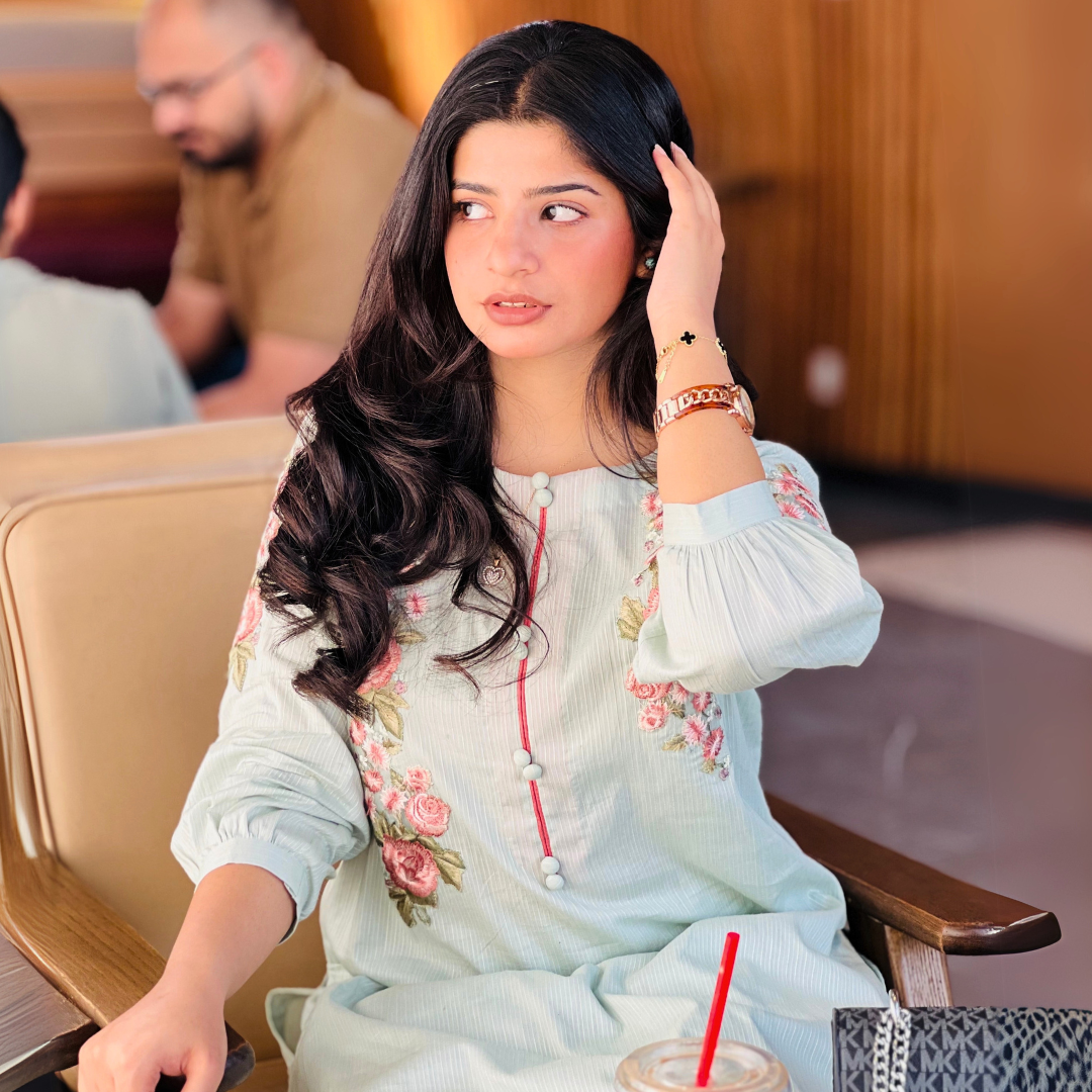 2-piece Embroidered Pistachio Green Doria Lawn Dress with Farshi Shalwar